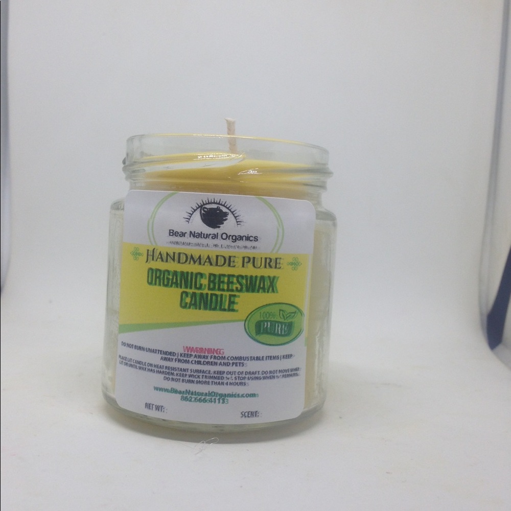 Unscented organic beeswax candle 4 oz - Picture 5 of 6